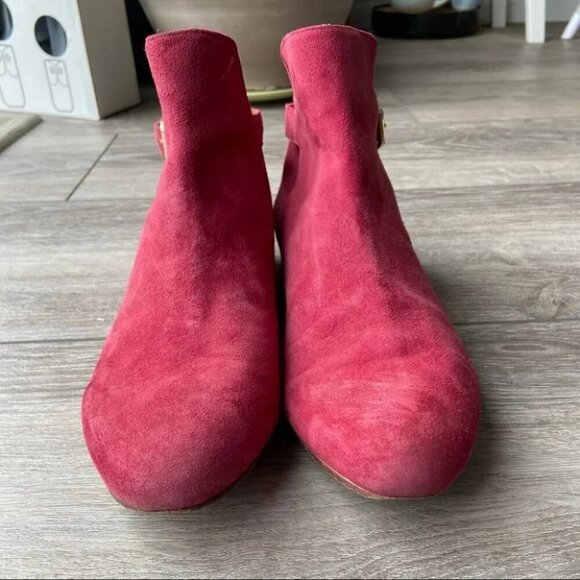 & Other Stories Rust Suede Leather Buckle Bootie - Picture 3 of 13